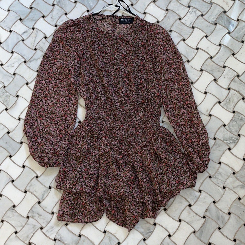 mink pink floral dress